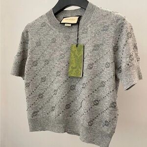 Gucci Gray Patterned Knit Top